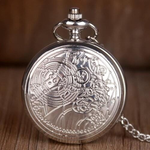 Vintage Silver Quartz Pocket Watch Fashion Best Gift Necklac Pendant Steampunk for Men Women CF1022