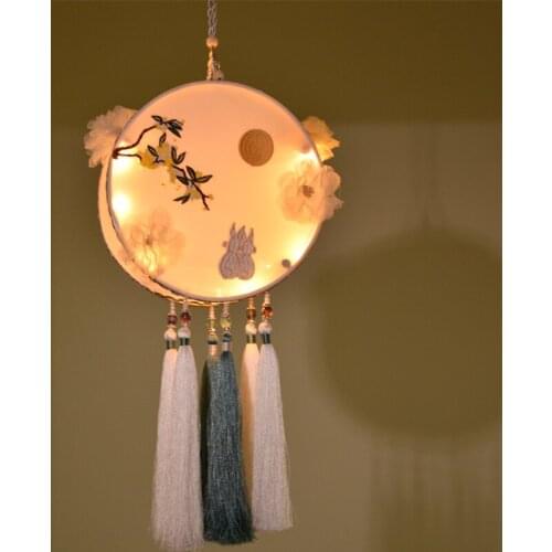 Handmade silk Mid-Autumn Festival ancient style palace lamp flower jade moon rabbit creative luminous lanterns hand held