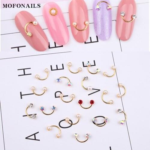 Mixed Pearl Crystal Jewelry Rivet 3D Stud Red Gold Metal 6x10mm Nail Alloy Stud 100pc/lot Manicure Art Stud Accessory Rhinestone