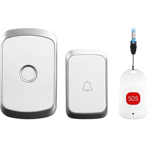 Intelligent Home Wireless Pager Doorbell Old Man Emergency Alarm Waterproof SOS Button 80m Remote Cordless Calling Bell 60 Chime