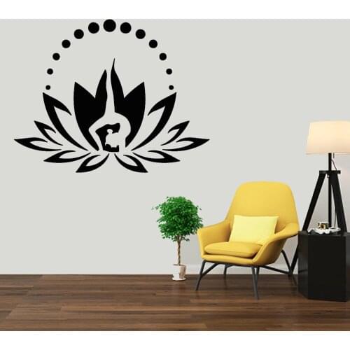 Lotus Flower Vinyl Decal Sticker, Meditation Yoga Zen Decal, Bohemian Bedroom Decor,Window Decal, Mandala Wall Decoration