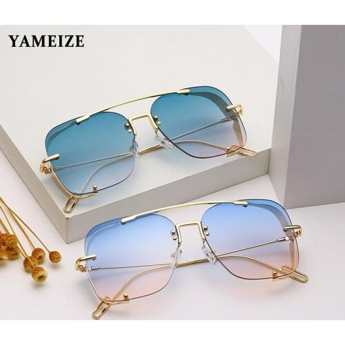 YAMEIZE Oversized Sunglasses Women Brand Vintage Sun Glasses Men Punk Pilot Frame Fashion Steampunk Eyeglasses Gradient Eyewear