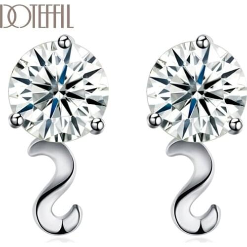 DOTEFFIL 925 Sterling Silver Charm AAA Zircon Earrings For Women Jewelry Fashion Jewelry Wedding Engagement Party Gift