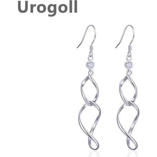 Fashion Women 925 Sterling Silver Long Lock-shaped Earrings Ladies Fashion Jewelry Inlaid Silver Zircon Earrings Gift For Girl