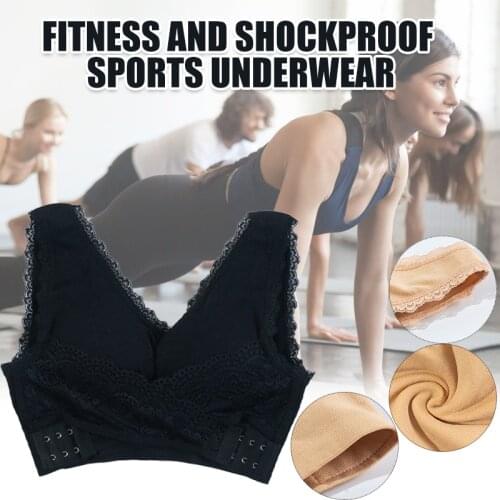 Push Up Bra Womens Seamless Lace Padded Bra Wirefree Bralette Front Buckle Design Sports Yoga Bra FS99