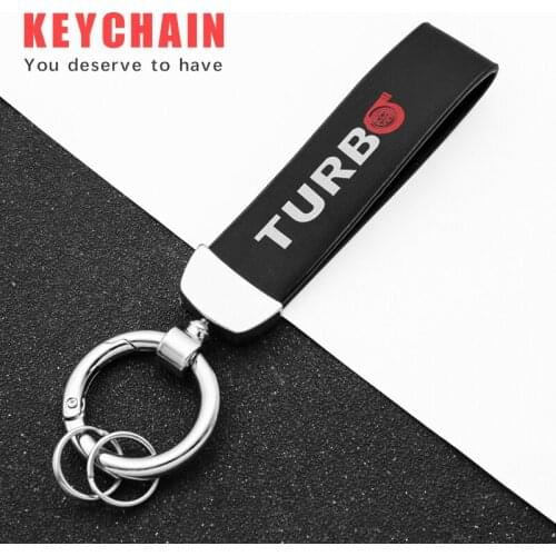 1PCS TURBO Logo Metal Leather Car Keychain Key Chain Keyrings For Ford Focus 2 3 ST RS Fiesta Mondeo Tuga Ecosport Accessories
