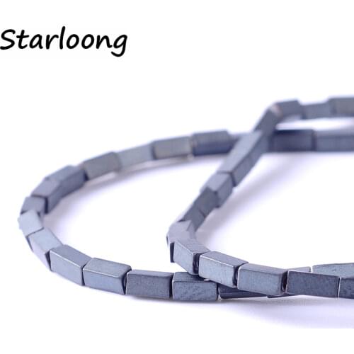 110pcs/lot Natural Stone Matt Black Color Cuboid Loose Strand Spacer Hematite Beads for DIY Jewelry Necklace Bracelet Making