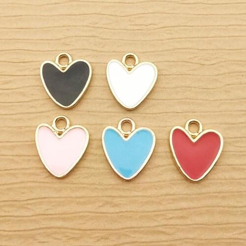 10pcs 14x17mm enamel heart charm for jewelry making bracelet charms DIY findings earring and necklace pendant
