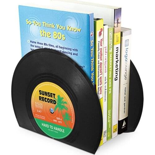 2Pcs/set Retro Vinyl Record Bookends Creative Vintage CD Bookend Students Desktop Book Holder Shelf Storage Rack Home Ornaments