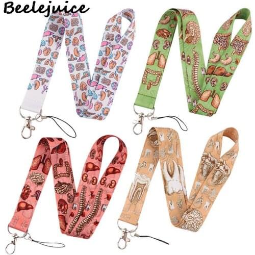 24pcs Human System Structure Lanyard for Keys Phone Cool Neck Strap Lanyard for Camera Whistle ID Badge webbings ribbons Gifts