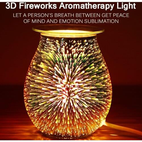 3D Glass Aromatherapy Lamp Electric Aroma Lamp Wax Melter Essential Aroma Night Light for Bedroom Living Room Study Office