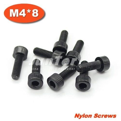 500pcs/lot M4*8 Black Nylon Allen Bolt Hex Socket Head Cap Screws