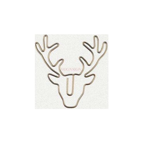 8pcs Cute Retro Deer Head Paper Clip Bookmark Pin Stationery Golden Office Supplies