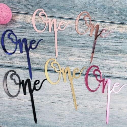 Acrylic One Cake Topper 1 St Birthday Party Cupcake Topper Flags Wedding Baby Shower Supplies Lovely Baking Dessert Decorations