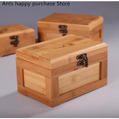 Bamboo Business Card Storage Box Wooden Jewelry Boxs Cotton Swab Key Storage Box Gift Storage Boxes & Bins
