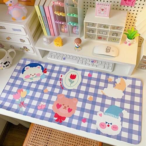 Kawaii Mouse Pad Bunny Large Desk Mat Table Mat Girls Keypad Mant Students Dormitory Desktop Waterproof Pad Creative Mouse Mat