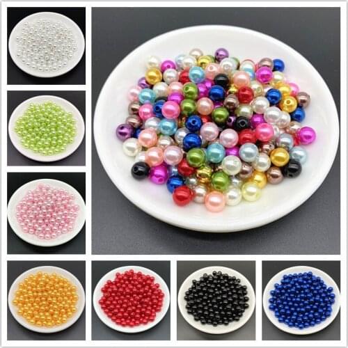 4 6 8 10mm Imitation Pearl Acrylic Beads Loose Spacer Round Bead Necklace Bracelet Pendant Earrings Jewelry Making DIY #Ro