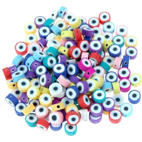100Pcs 10mm Evil Eye Handmade Polymer Clay Beads for Jewelry Making DIY Bracelet Necklace Accessories
