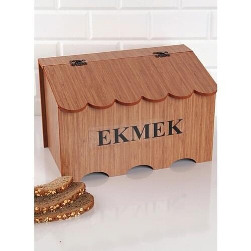 Mavikuğu Decorative Wooden Bread Basket Storage Box With Lid Bread Written