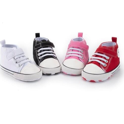 Baby Shoes Boy Girl Star Solid Sneaker Cotton Soft Sole Newborn Infant First Walkers Anti-Slip Toddler Casual Canvas Crib Shoes