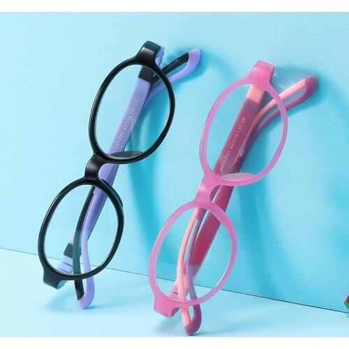 Kids Anti Blue Light Glasses TR90 + Resin Adjustable Frame 0 Degree Lens Anti Reflective Computer Glasses With Ear Holder UV400