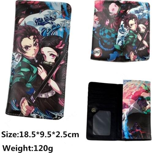 Anime Demon Slayer Long Wallet Kamado Tanjirou Card Wallet Coin Pocket Student Cartoon Coin Purse Women Fashion Handbags Gift