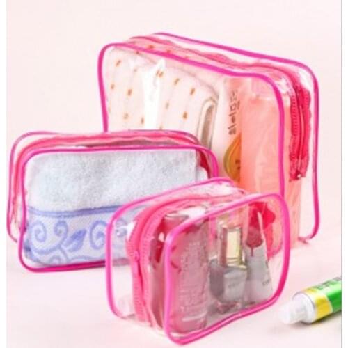 Travel PVC Cosmetic Bags Women Transparent Clear Zipper Makeup Bags Organizer Bath Wash Make Up Tote Handbags Case