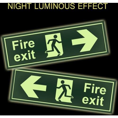 Photoluminescent Fire Exit Sign Multiple EXIT Warning Sign Stickers Night Vision All Direction Arrows Door Stairs Home Garage