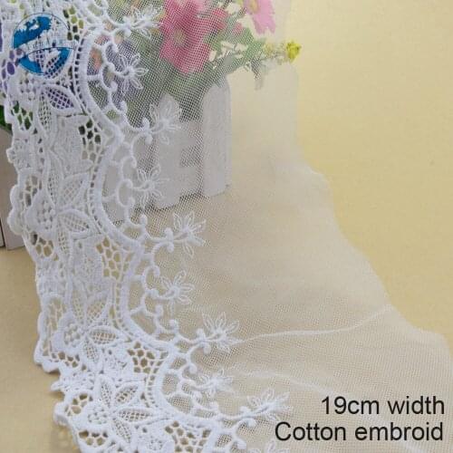 10yard 19cm wide cotton embroid lace sewing ribbon guipure trims lace fabric doll lace DIY Garment Accessories wedding lace#3449