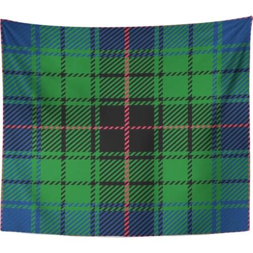Tapestry Blue Abstract Scottish Clan Davidson Traditional Tartan Plaid Green Tapestries Wall Hanging for Living Room Bedroom