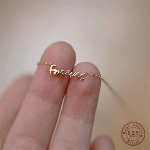 HI MAN 925 Sterling Silver Plating 14K Gold Letter Pendant Necklace Women Classic Birthday Gift Jewelry