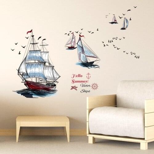 Personality Sailing Wall Sticker House Decoration Bedroom Kids Room Living Room Creative Stickers Self-adhesive Vinly Wallpaper