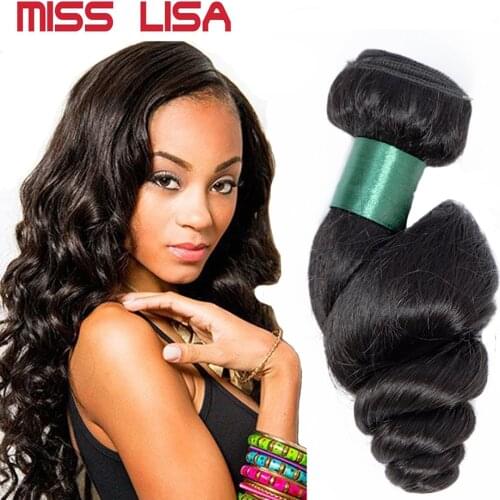 MISS LISA 28 30 Inch Human Hair Bundles Loose Wave Hair Bundles Peruvian Hair Weave Bundles Natural Color Hair Extensions