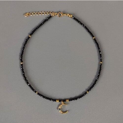 Trendy short beaded necklace hand-made exquisite moon-shape pendant choker for women charm Jewelry Gifts Multicolor Wholesale