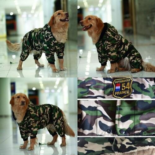 Dog Big Pet Clothes Winter Warm Camouflage Jumpsuit Hoodie Golden Retriever Coat Jacket for Large Dogs Ropa Para Perro Chihuahua