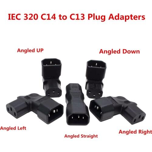 Plug Adapter IEC 60320 C14 Plug to IEC 60320 C13 Strainght Angle Connector Block Adapter
