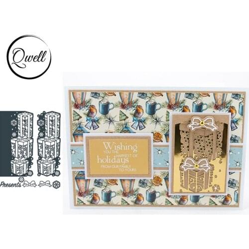 QWELL Christmas Gift Borders Metal Cutting Dies for Scrapbooking and Card Making Paper Embossing Craft New 2019 die cuts