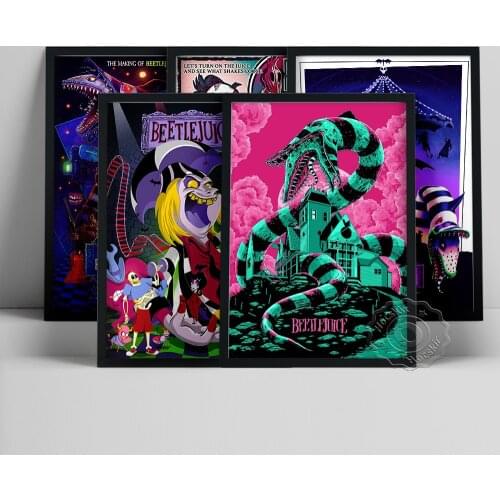 Beetlejuice Retro Poster, America Classic Horror Movie Art Prints, Bar Pub Club Living Room Home Decor, Film Role Comic Wall Art