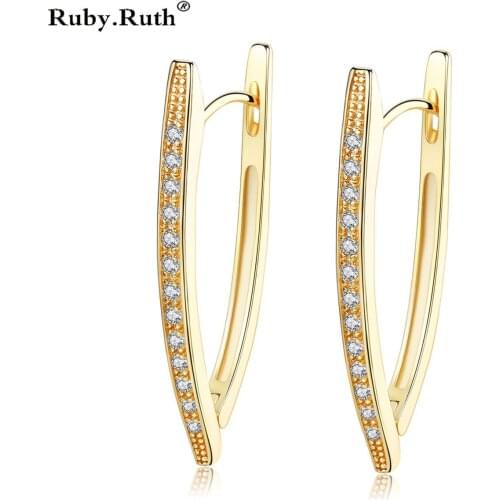 Euramerican fashion Crescent Ear Buckle Cubic Zircon Earrings Women V Shape Earring Banquet Jewelry Dropshipping