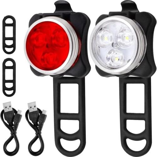 LED Bike Lights, Yohencin USB Rechargeable Bicycle Lights Bright Front and Rear Bike Light Set Water Resistant 4 Light Mode