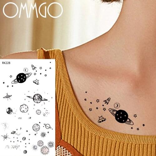 Star Planets Universe Cosmos Temporary Tattoos For Men Women 3D Children Body Art Arm Back Neck Tatoo Fake Tattoo Paper Sticker