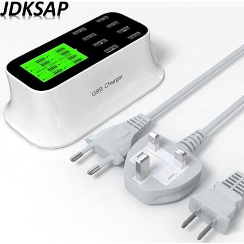 Quick Charge Smart Usb Charger Station Led Display Fast Charging Phone Tablet 8 Ports Usb Charger Travel Ac Power Socket