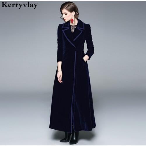 Spring Velvet Blue Long Swing Women Coat Abrigos Mujer Invierno 2021 Red Ladies Coats Casaco Feminino Casacas Para Mujer K9002