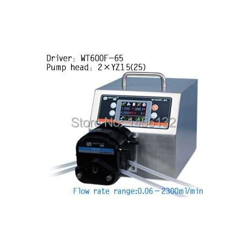 WT600F-65 2xYZ15 Big High Flow Industrial Lab Precise Intelligent Dispensing Peristaltic Dosing liquid Pump 0.06~2300 ml/min