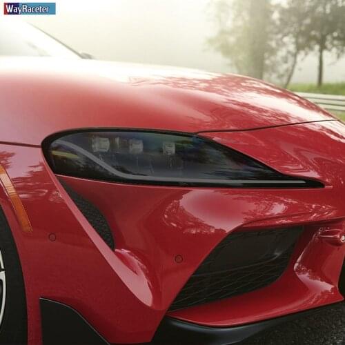 2 Pcs Car Headlight Protective Film Headlamp Restoration Transparent Black TPU Sticker For Toyota Supra 2019 2020 Accessories