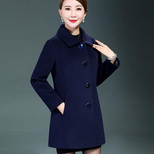 Plus size Mother Clothing Wool Coats 2021 Autumn Woolen Winter Jackets Middle-aged Womens Wool Outwear Woman Wool Coat Overcoat