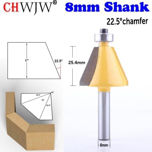 1pc 8mm Shank 22.5 Degree Chamfer & Bevel Edging Router Bit woodworking cutter woodworking bits - Chwjw-13904_8