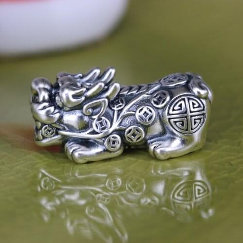 100% 3D 999 Silver Fengshui Pixiu Beads Pure Silver Lucky Beast Jewelry Beads Wealth Pixiu Beads Powerful for wealth