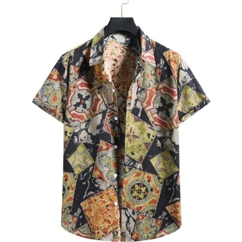 2021 summer new style mens short-sleeved flower shirt foreign trade beach shirt mens casual shirt S-2XL