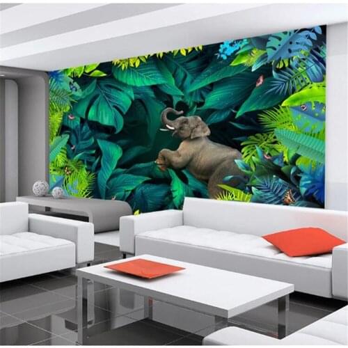 Milofi tropical rainforest plants 3D three-dimensional landscape large wallpaper bedroom TV background wall decoration painting